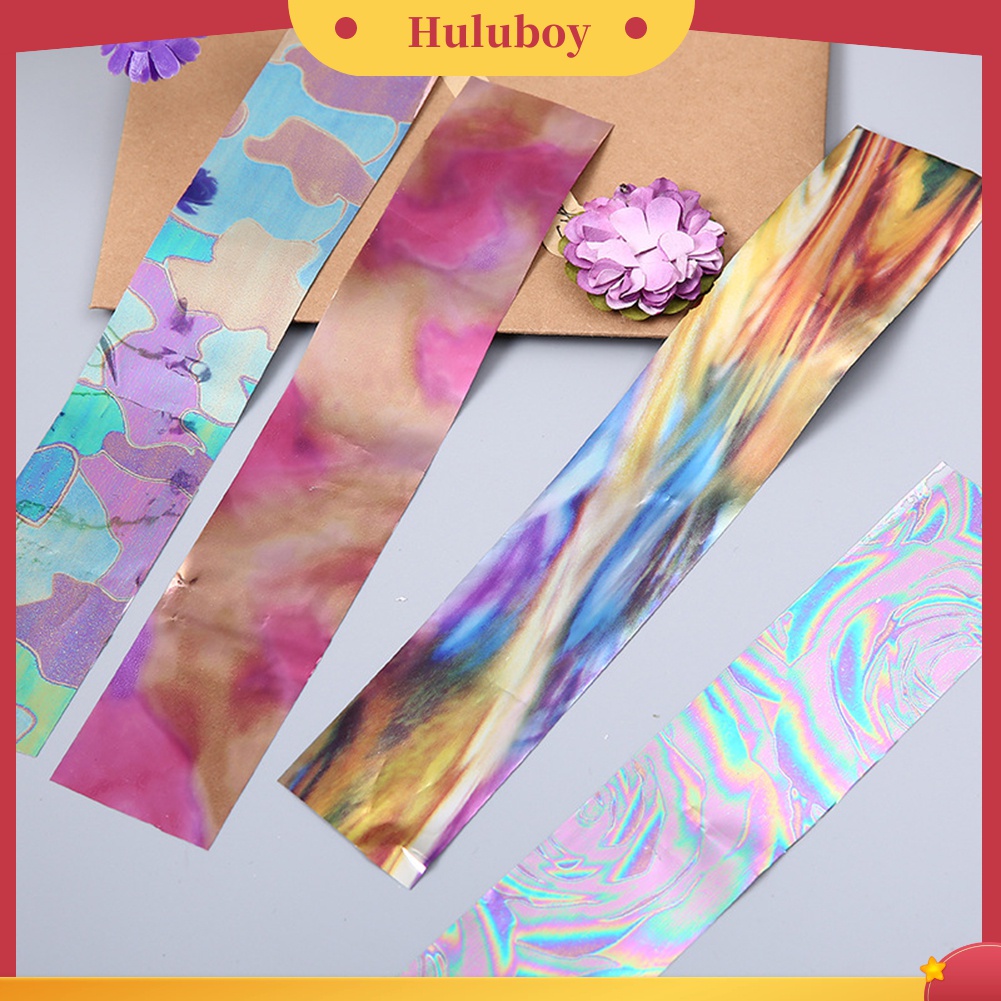 Huluboy Huluboy♡ 12pcs Stiker Kuku Foil Motif Langit Berbintang Warna-Warni Untuk Manicure DIY