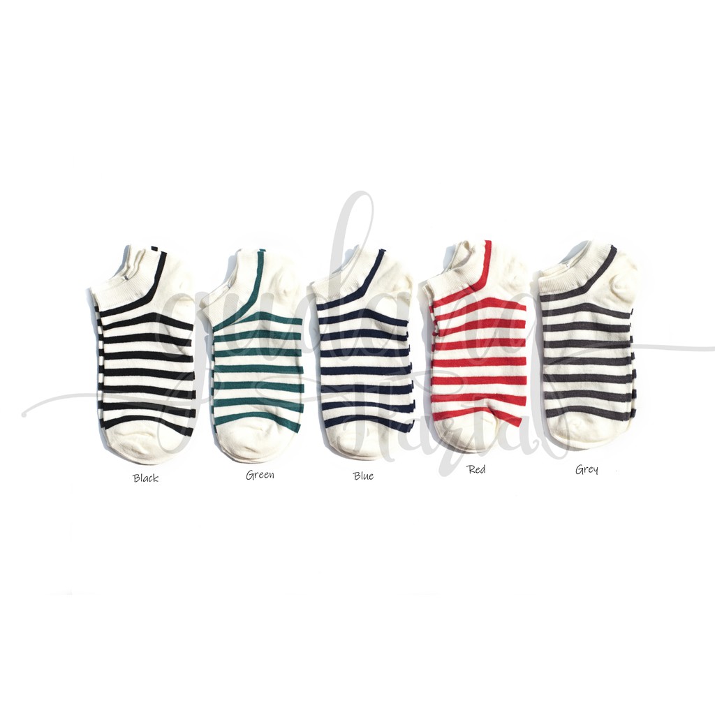 Kaos Kaki Pendek Wanita Putih Garis Socks White Stripped GH 103613