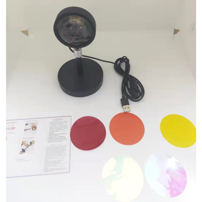 Lampu Sorot Dekorasi Kamar LED Sunset Lamp Model Stand - C-002 - Black