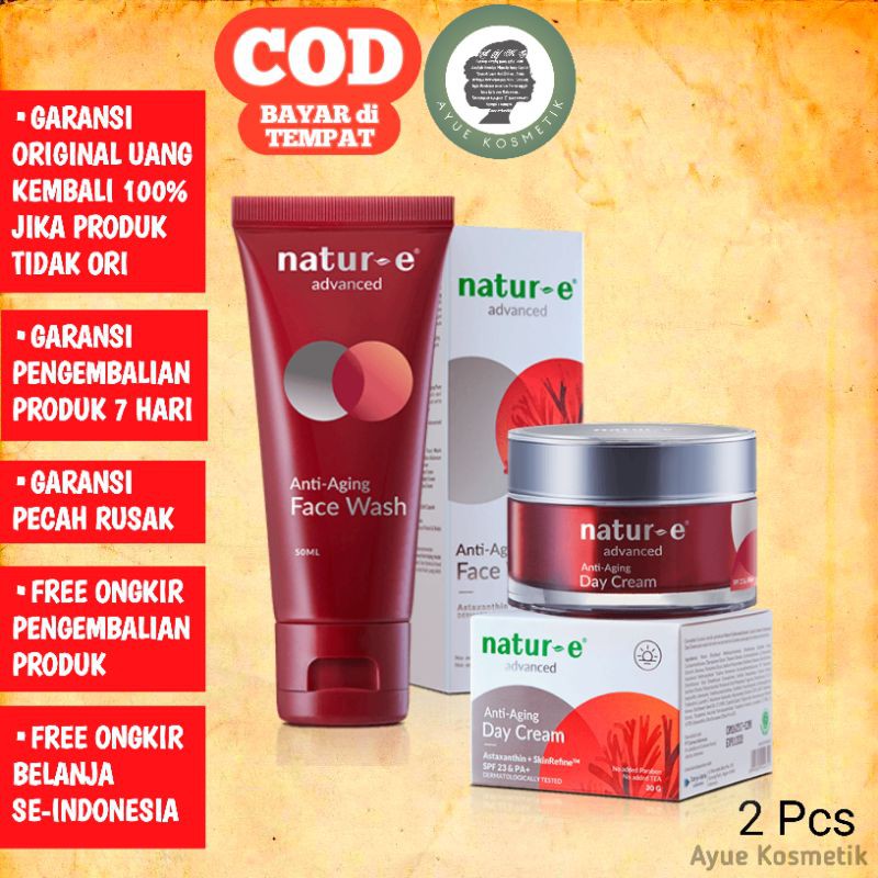Natur-E Advanced Anti Aging Paket 2pcs Face Wash Day Krim Cream Natur E Natur-E Nature E Advance