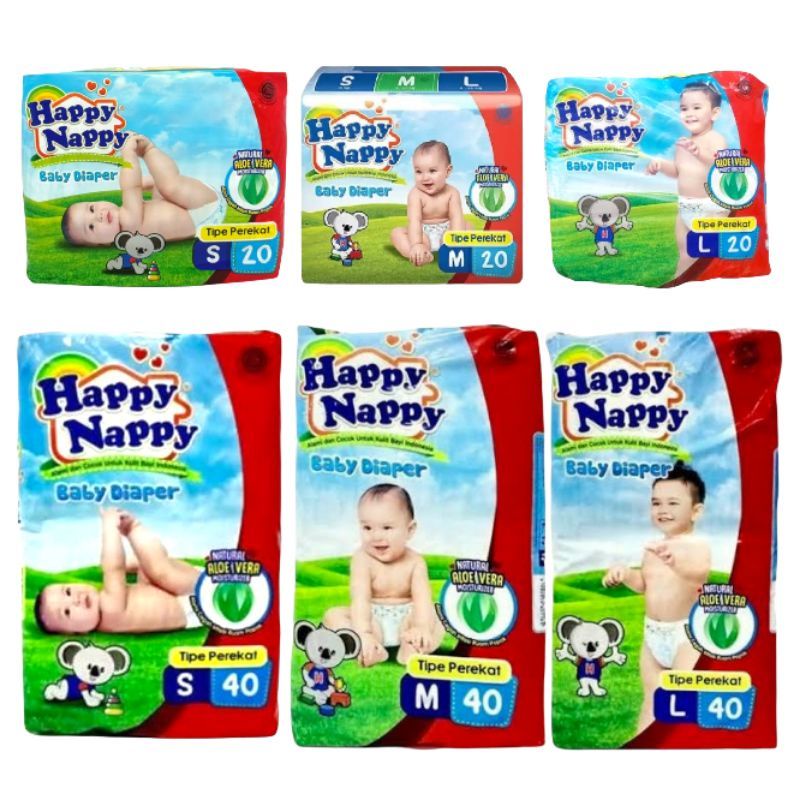 Happy Nappy Type Perekat S20, M20 Dan L20 || Happy Nappy Type Perekat Kemasan Kecil