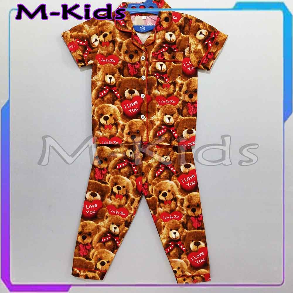 MKids88 - Baju Setelan Katun Piyama Anak Gambar Minion Bear Winnie The Pooh CAR Teddy Bear OWL