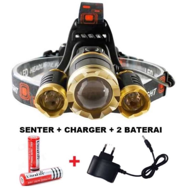 senter kepala Cree XM-L 3T6 10000 Lumens