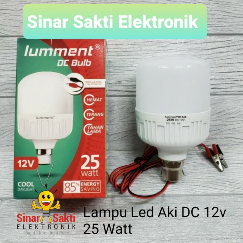 Lampu Led Aki DC 12v 25 watt 25w Lumment Besar Bohlam Emergency