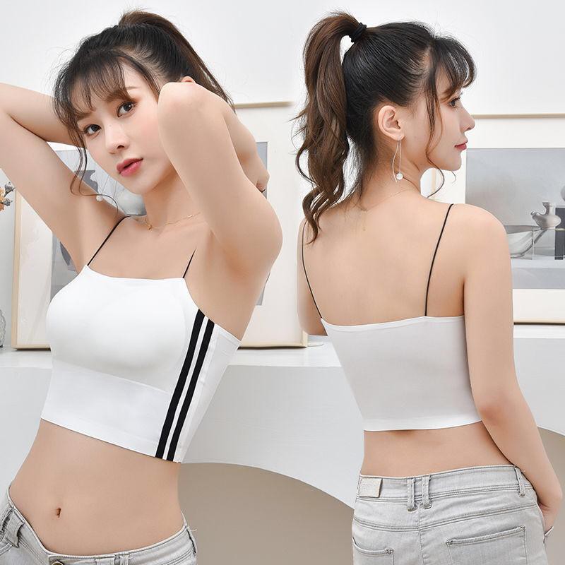 ✅𝐅𝐎𝐈𝐒𝐒® Tank Top Bra Seamless Push-Up Pakain Dalam Atasan Wanita Bralette Garis 1076