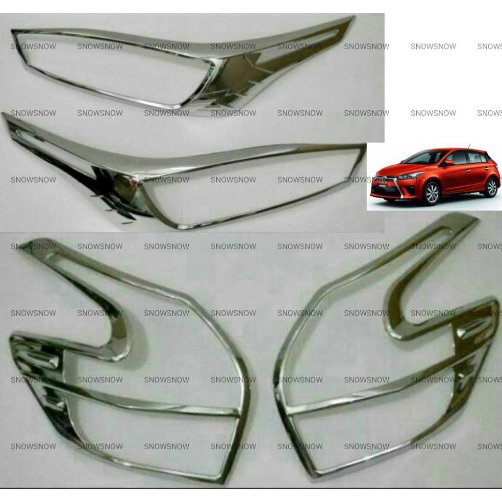 Paket Garnish Lampu Depan Belakang Grand All New Yaris 2014 2016 2017 Hitam Chrome