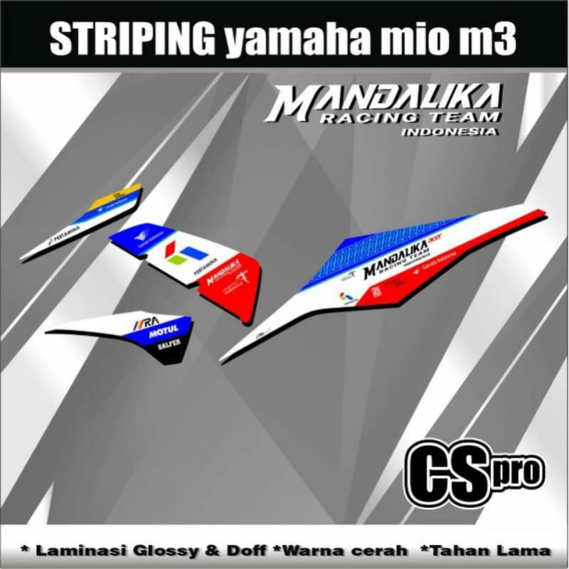 STRIPING STIKER VARIASI YAMAHA MIO M3 MOTIF PERTAMINA MANDALIKA