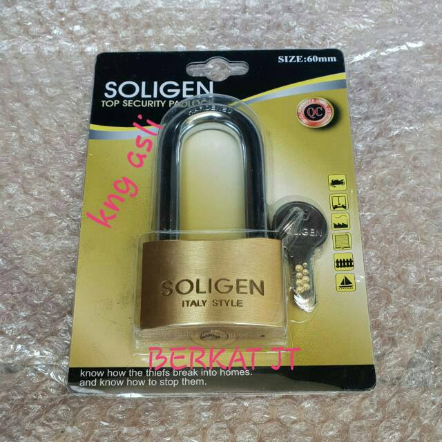 GEMBOK KUNINGAN ASLI 60 MILI PANJANG/GEMBOK PAGAR/GEMBOK SOLIGEN/GEMBOK