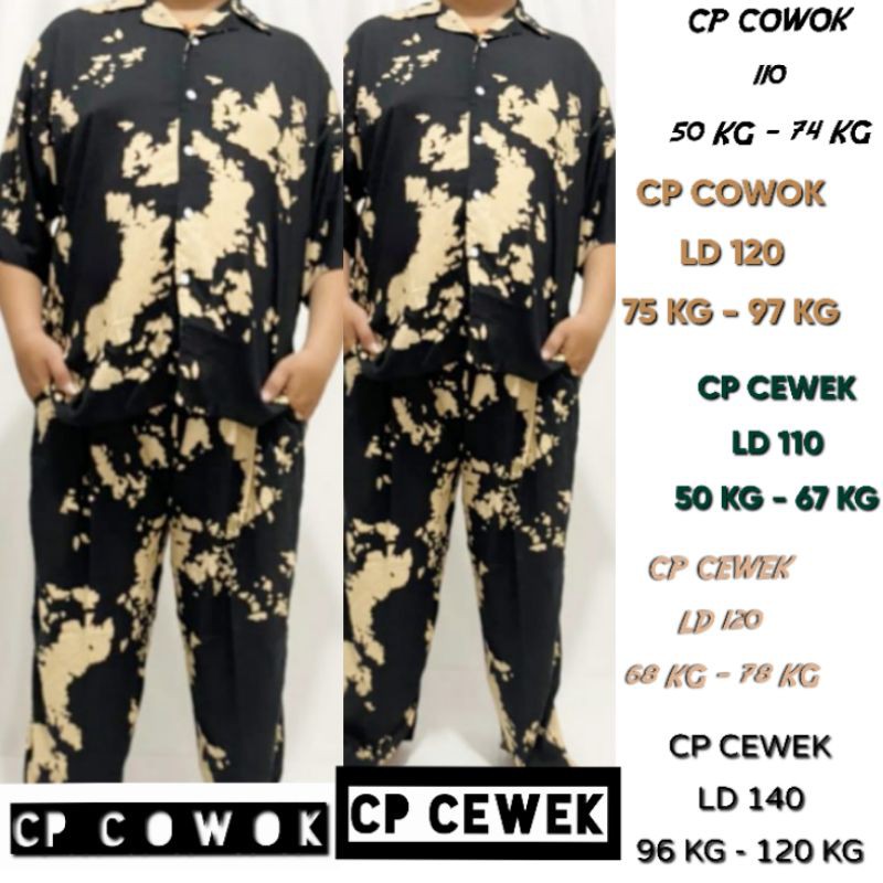 BAJU TIDUR TIE DYE ONE SET COUPLE RAYON PREMIUM SETELAN CELANA PANJANG KERAH KEMEJA PIYAMA CEWE COWO