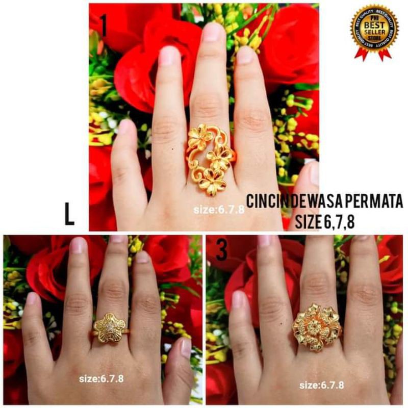 Cincin Dewasa Polos Dubai Perhiasan Wanita Gold Modern (COD)