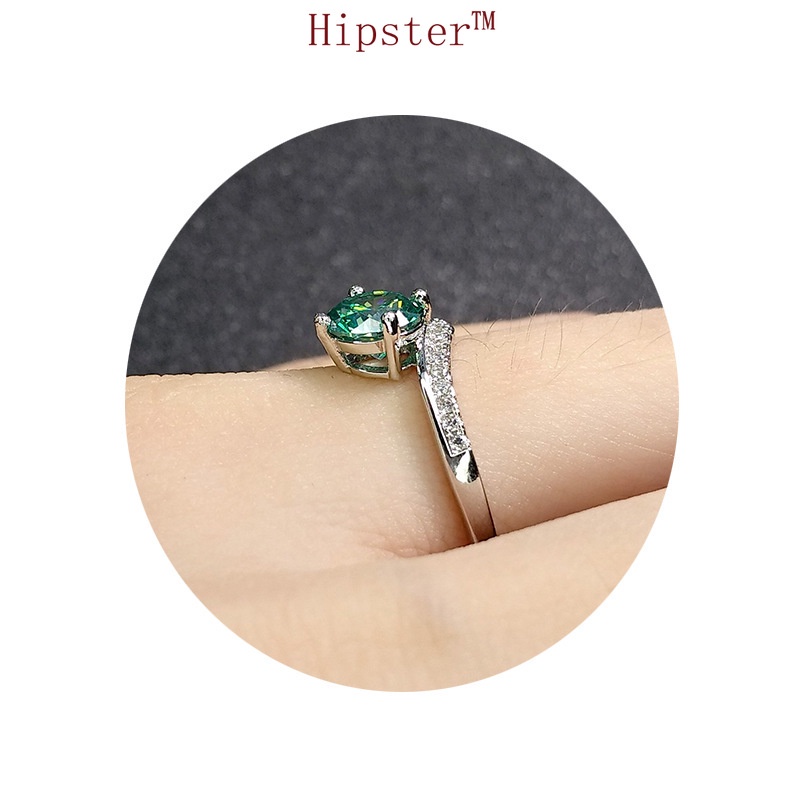 Fashion Hot Sale Classic Inlaid Emerald White Gold Ring