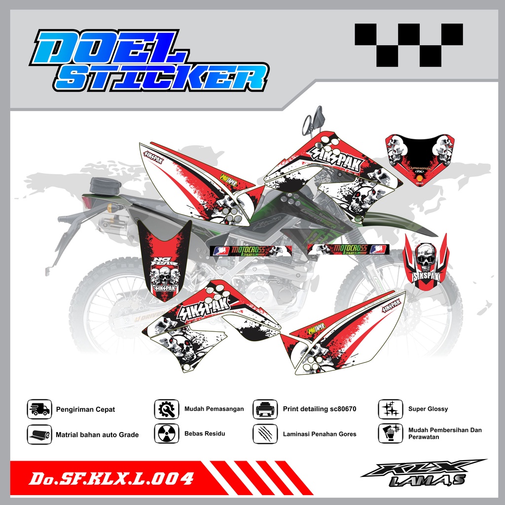 Sticker Striping Honda KLX L , S Lama List Variasi Hologram , Crome Doel 004