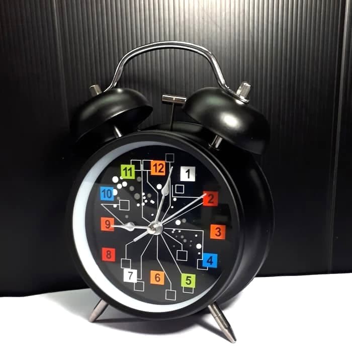 MURAH COD Jam Beker Kring Bulat Hitam dan Putih Angka 668