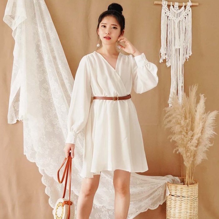 Gamis Muslimah Wanita DRESS MIDI KOREA midi dress crincle MIDI DRESS WANITA - PAKAIAN TERLARIS - DRE
