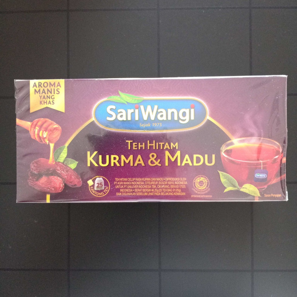 Sari Wangi Murni SariWangi Teh Celup Hitam Asli Kurma Madu Hijau Melati Mawar Jahe Kunyit Black Jasmine Green Tea isi 25 kantong