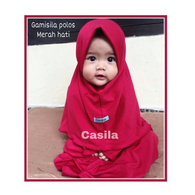 Gamis polos merah hati