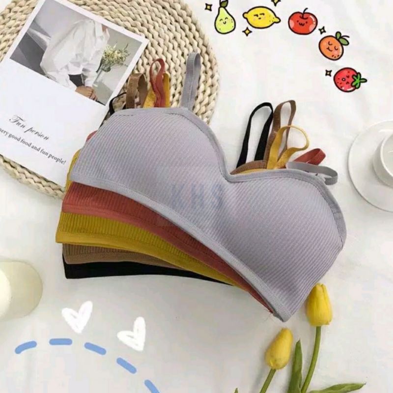 BH Bra Wanita Tanpa Kawat Bahan Halus Pakaian Dalam bralette Push Up Elastis Sexy sport Korea KHS-3