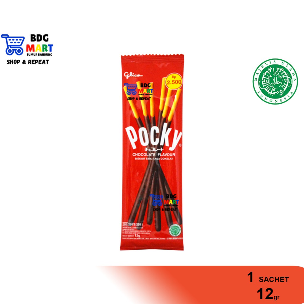 

ECER Pocky Chocolate Kue Biskuit Stik Lapis Krim Coklat Halal - 12gr