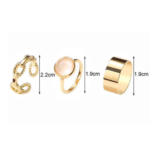 cincin set 3pcs simple retro set rings jci077 (1H4)