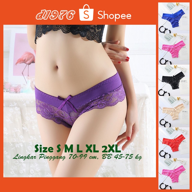 H170-05 d1976 Celana Dalam CD Wanita GString All Size S M L XL 2XL Underwear Bahan Renda