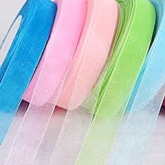 Pita Organdi 1 Inc/ Pita Hias Kado Organza Transparan/Pita Dekorasi Per Rol