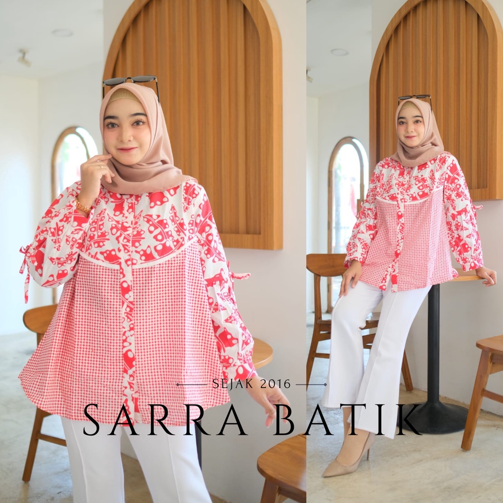 Blus Jumbo Kombinasi Asoka Batik Lonceng Kombi Batik Modern Casual Kerja Kantor Muslim Pesta Big Size Pesta Kondangan Kuliah