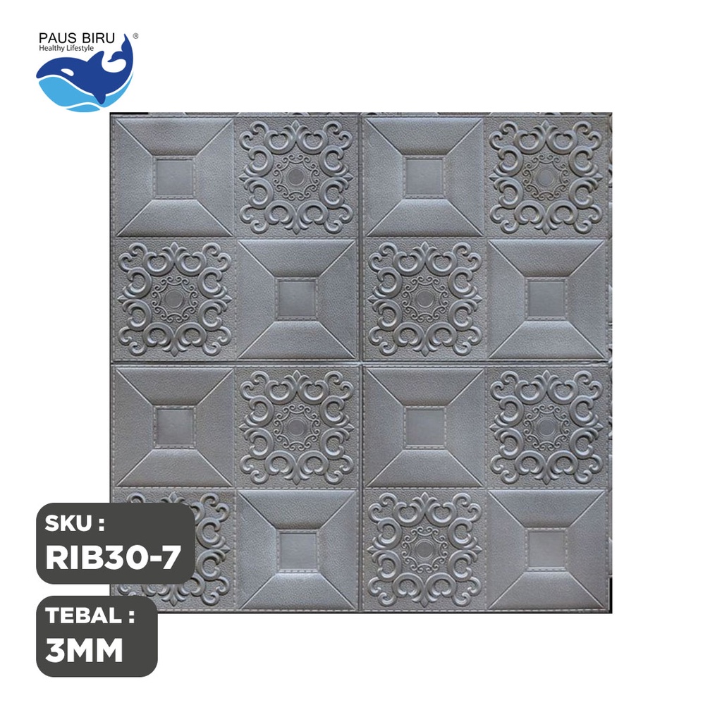 Paus Biru - Wallpaper 3D Foam Motif Batik Wallsticker 70X70CM-RIB30-7 RIB ABU2 3MM