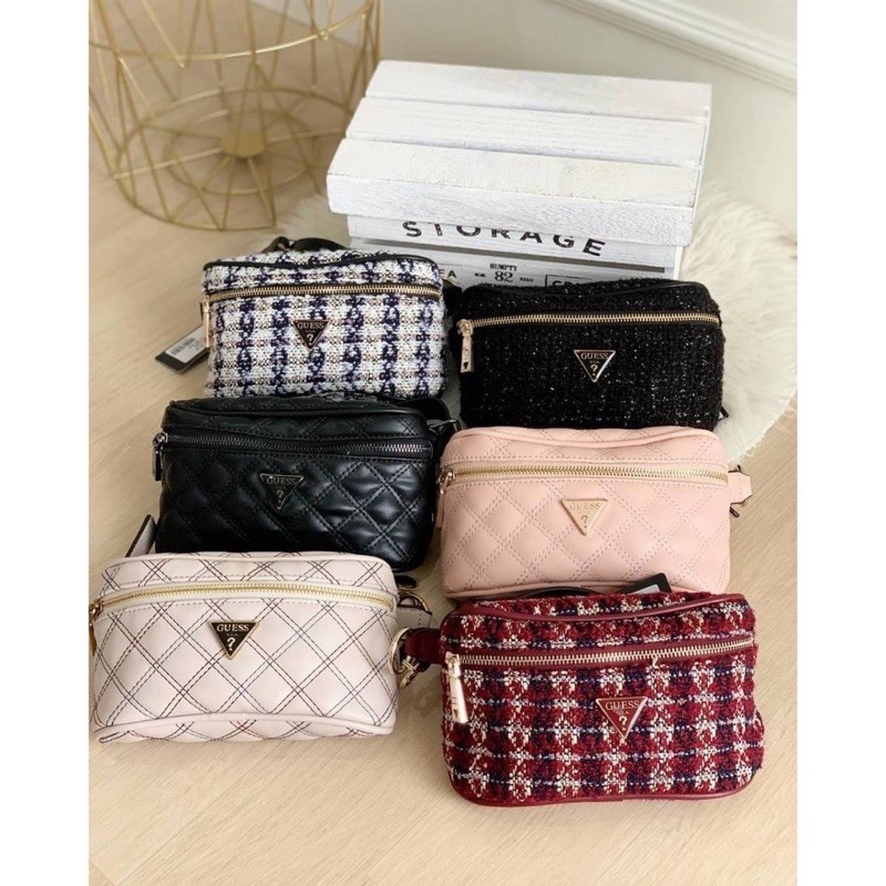 GUESS RYAN TWEED BELTBAG ORIGINAL / TAS SELEMPANG / TAS PINGGANG / TAS WANITA IMPORT