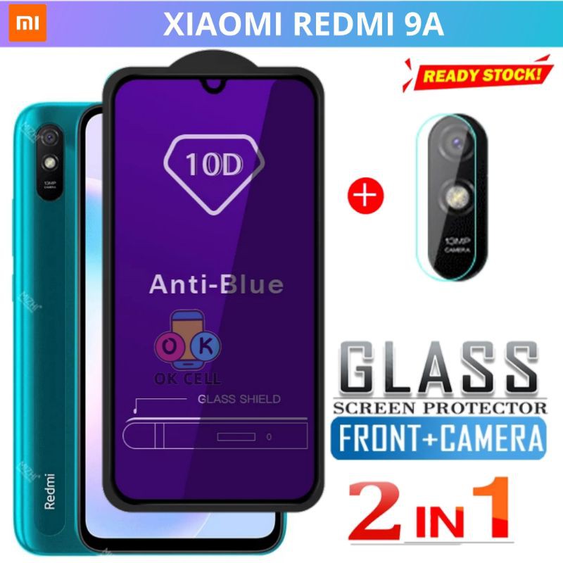 2in1- TG Anti Gores Anti Blue Light Redmi 9A -Tempered Glass Anti Radiasi Xiaomi Redmi 9A full Layar