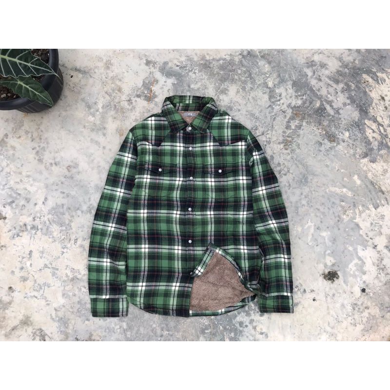 Uniqlo Sherpa Plaid Flanel