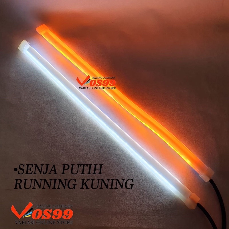 lampu Alis LED slim alis DRL fleksibel waterproof 12V uk 30cm 2 mode running motor mobil