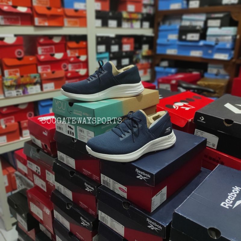 Skechers YOU Wave STRENGTH size 39.5 NAVY Original 100% BNIB - SLIP ON WOMEN