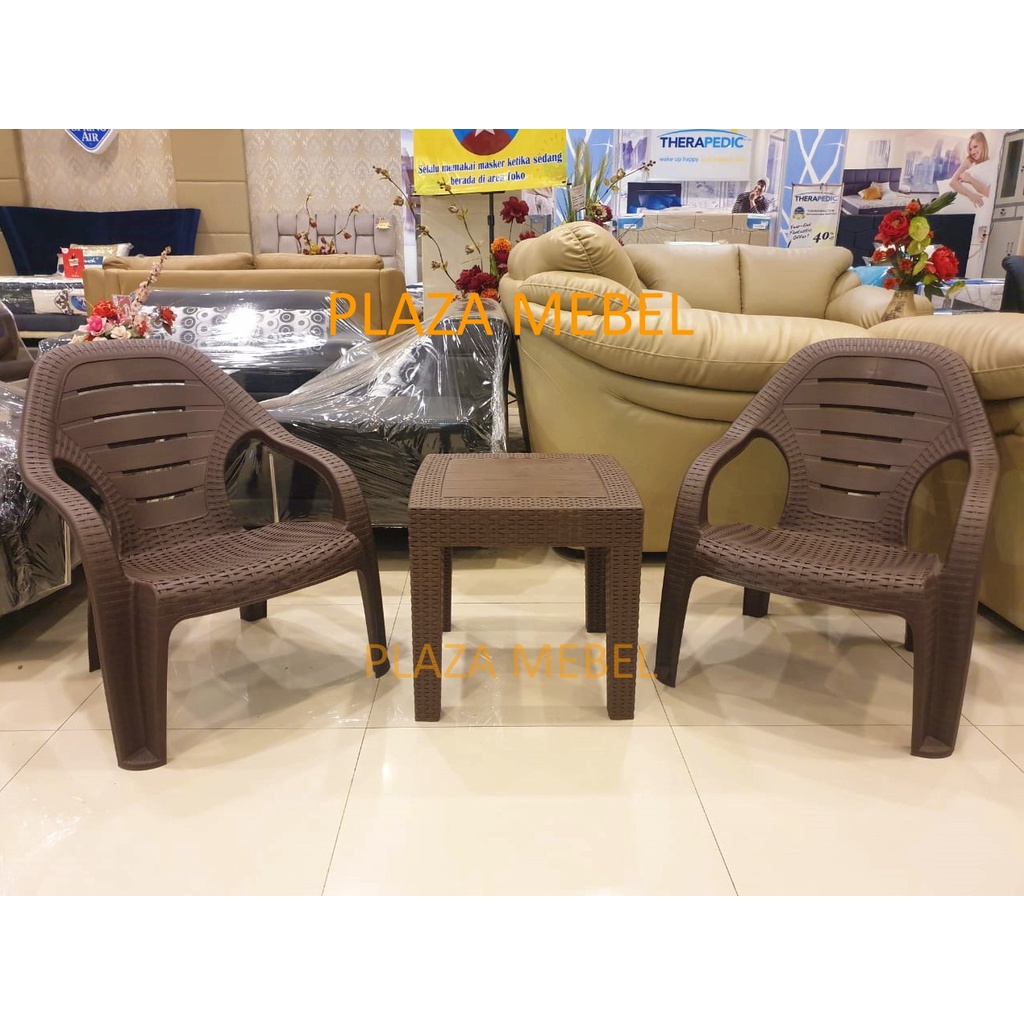 SET Kursi Teras Plastik Olymplast ( 2 Kursi + 1 Meja ) OL509 MURAH
