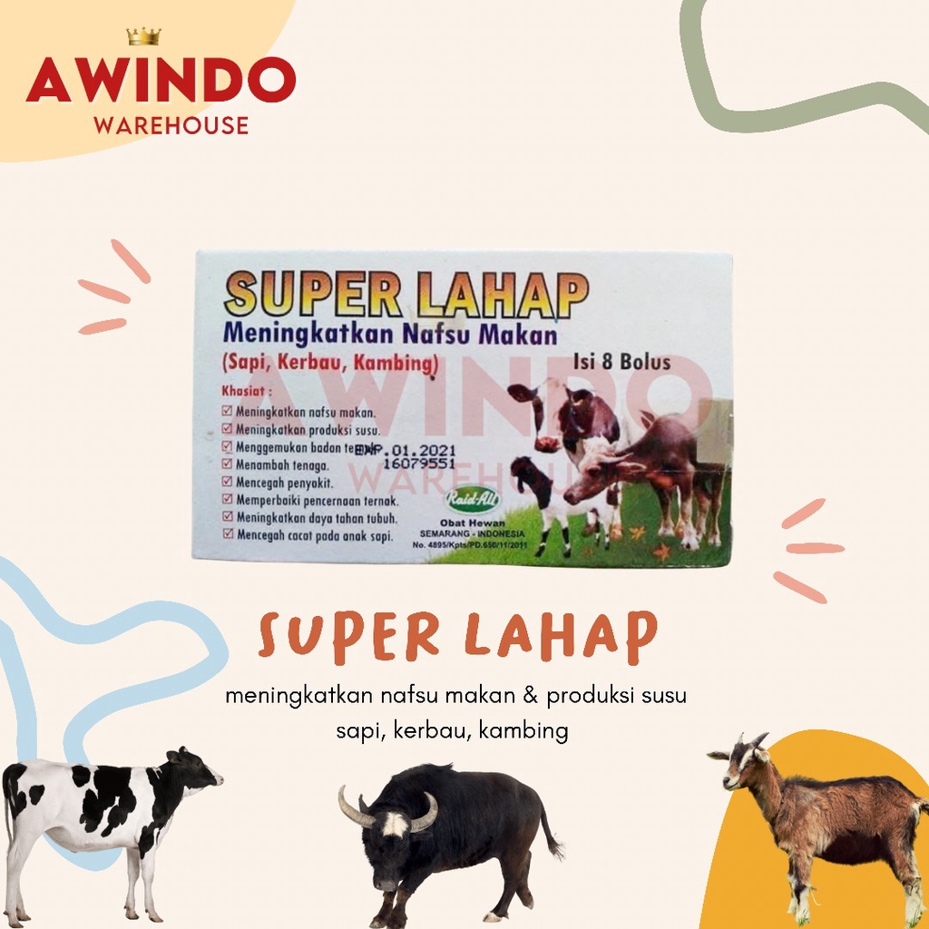 SUPER LAHAP - Obat Meningkatkan Nafsu Makan Tenaga Sapi Kambing Kerbau