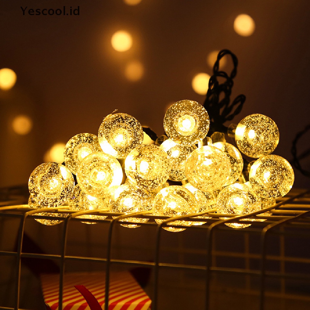 (Yescool) Lampu Tumblr 50-LED 20 / 30-LED Bentuk Bola Tenaga Surya Untuk Dekorasi Taman / Pesta Pernikahan