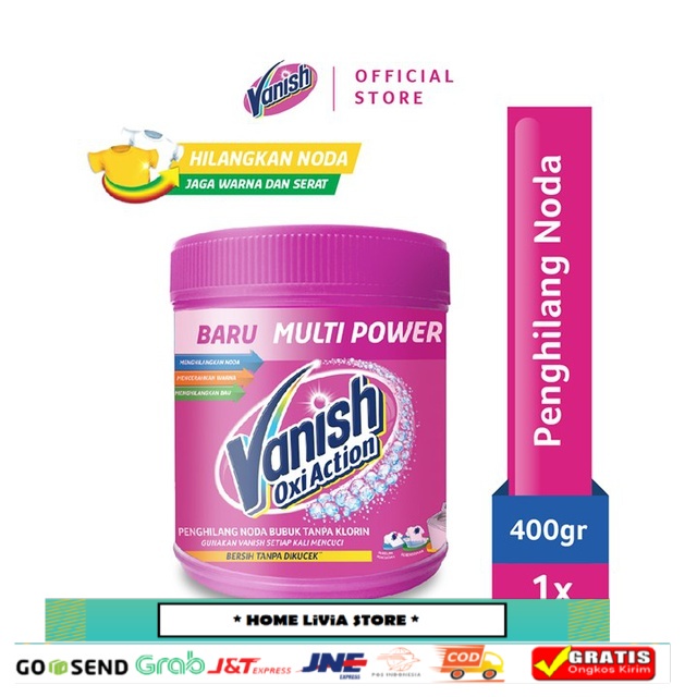 Vanish Oxi Action Penghilang Noda pada pakaian Bubuk Pink Tub 400 g