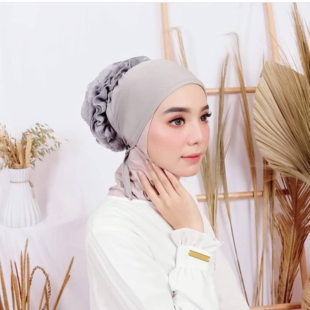 Ciput Turki Renda Brukat Inner Turki Cepol Bahan Kaos Spandek Pasar Hija'b