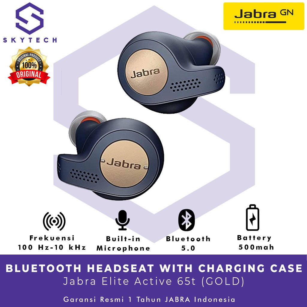 EARPHONE BLUETOOTH JABRA ELITE 65t COPPER BLUE ORIGINAL GARANSI RESMI