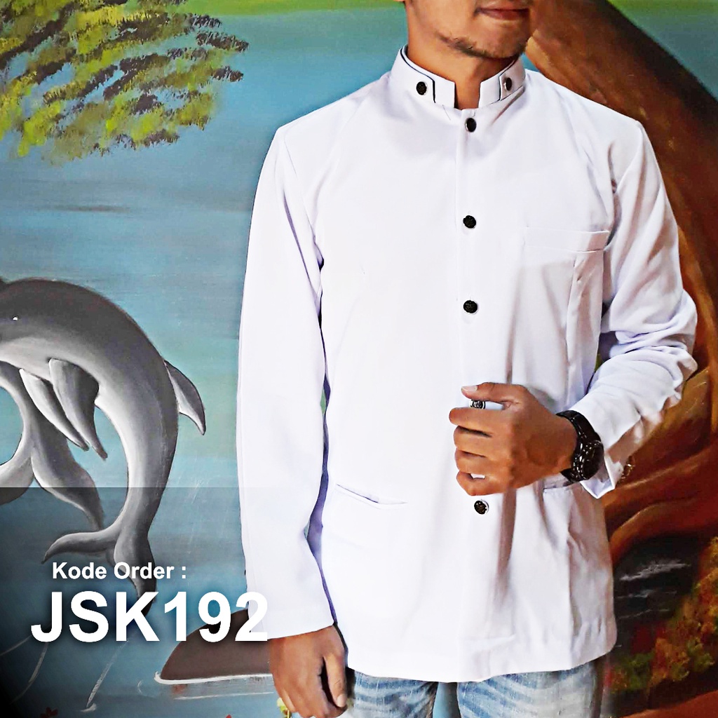 Jas Koko Pria Jasko putih Polos Baju Jasko Jasco Dewasa Tangan Panjang Warna original