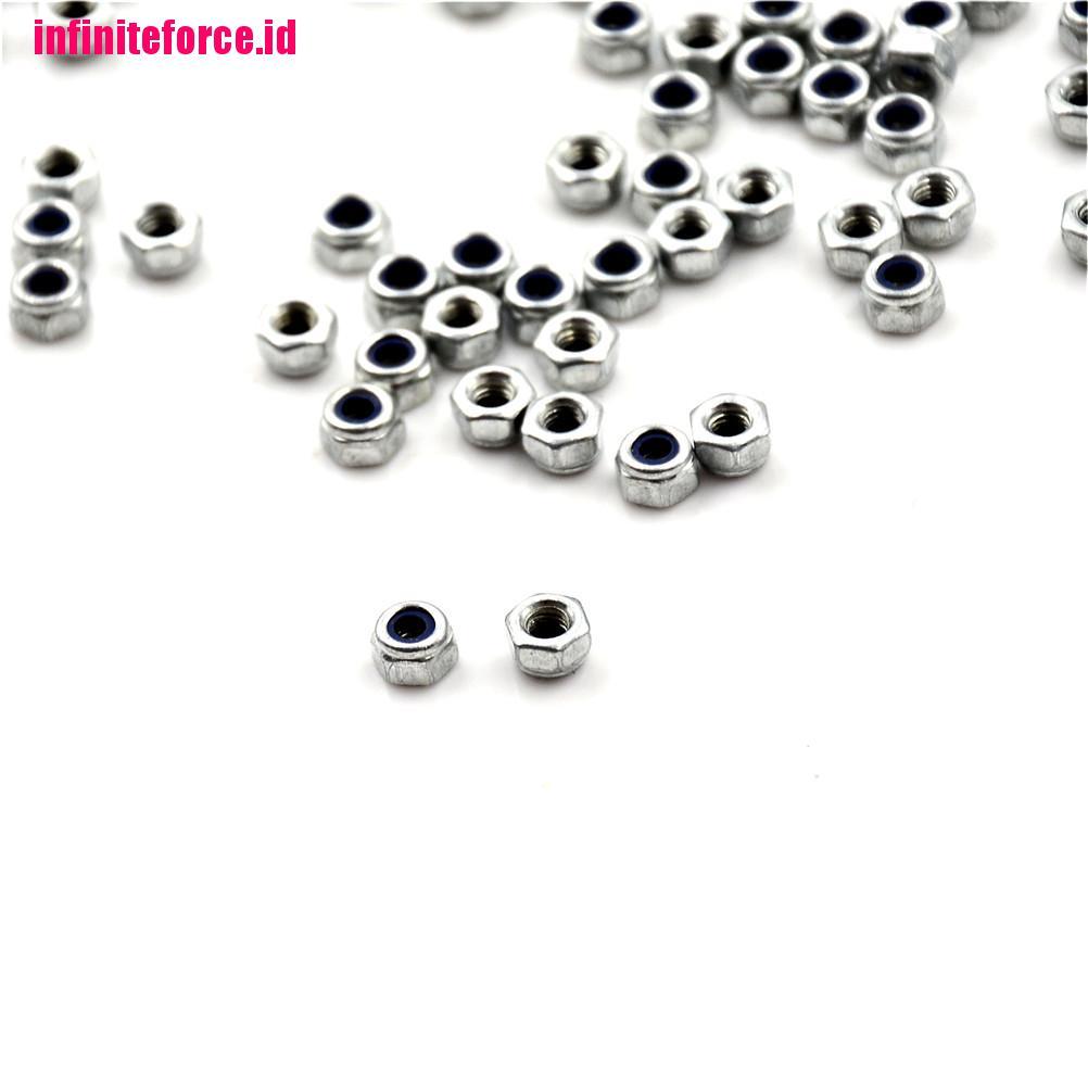 100pcs M3 x 0.5mm Stainless Steel Nylock Nylon Insert Hex Self-locking Nuts