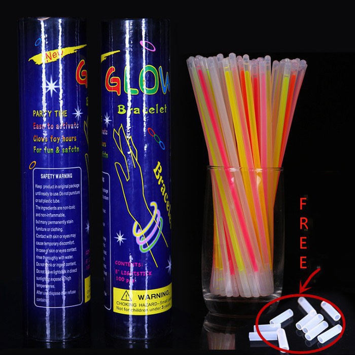 GLOWING STICK 1 TABUNG 100 PCS GLOW IN THE DARK STIK GELANG KONSER NYALA DALAM GELAP GLOW LIGHT STIC