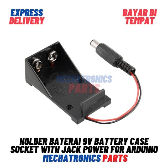 [5652] Holder Baterai 9V Battery Case Socket With Jack Power For Arduino