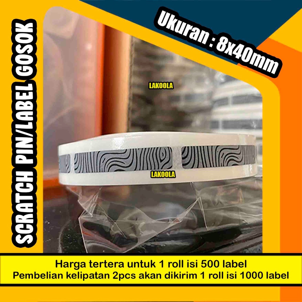 

1000 label 8x40 mm Scratch Pin label gosok Sticker Gosok 8x40 mm