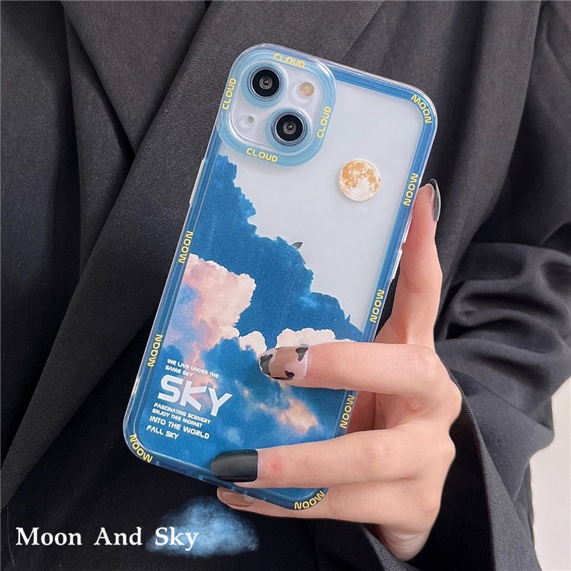 Art style Clouds Straight Cube Edge transparent Case For iPhone 11 Pro Max 11 Pro 11 XS Max XR XS X 7 8 6 6S Plus SE 2020 Soft Cover