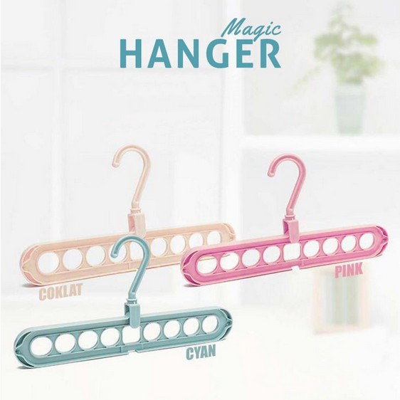 BAHAN TEBAL , Gantungan Baju/Hanger segitiga / panjang , Hanger Baju Ajaib Magic Hanger Foldable Hanger 9 in 1