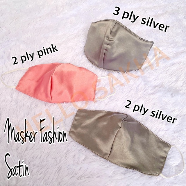 MASKER SATIN / HIJAB HEADLOOP &amp; NON / 2 PLY &amp; 3 PLY BUSA / KAIN SATIN POLOS / FASHION