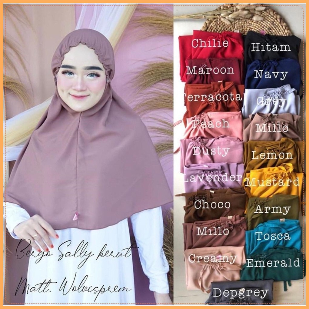 BERGO MARYAM KERUT TALI HIJAB JILBAB INSTANT