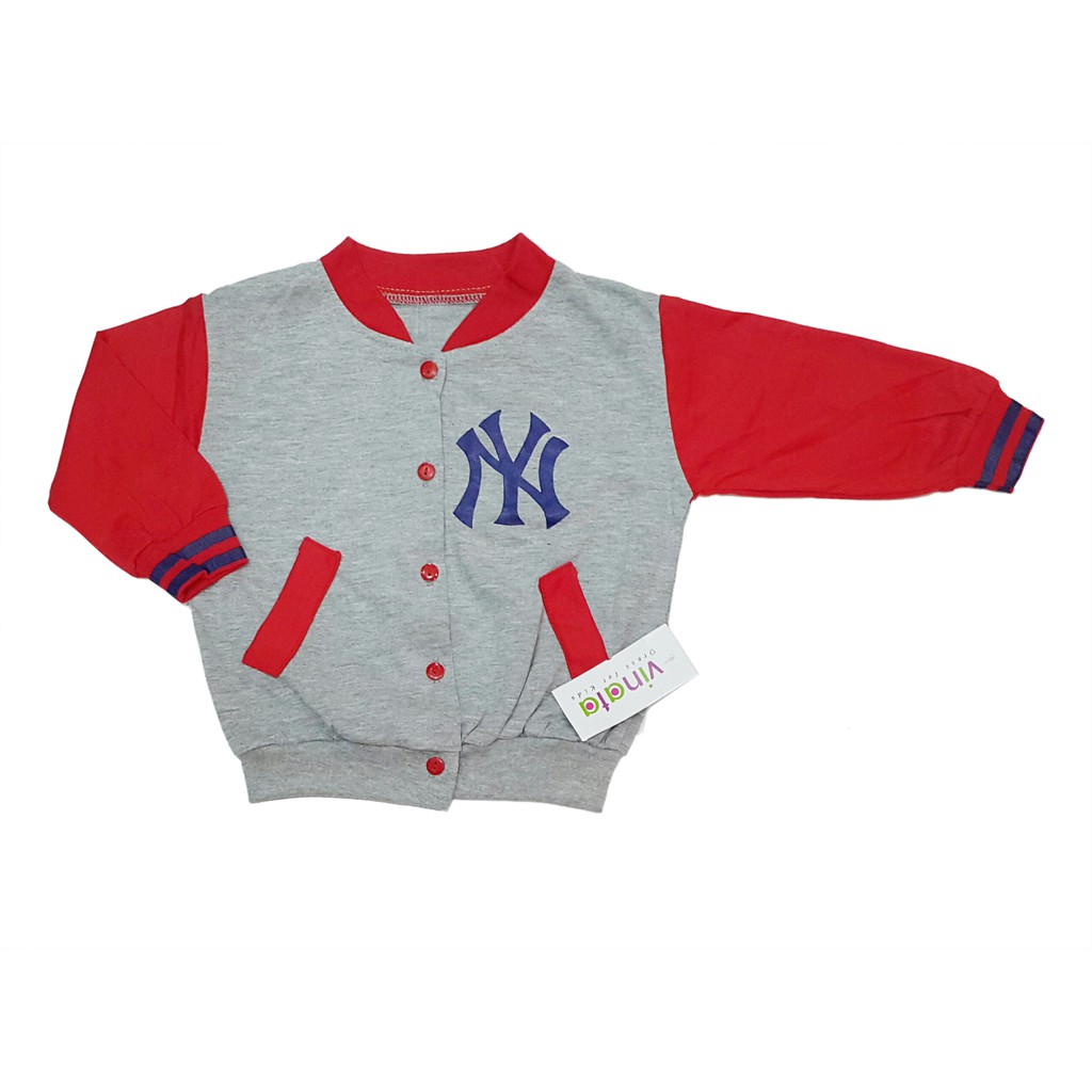 Promo !! Jaket Bayi Cowok Vinata NY - jaket baby vinata - jaket vinata logo NY - jaket baby merek vinata