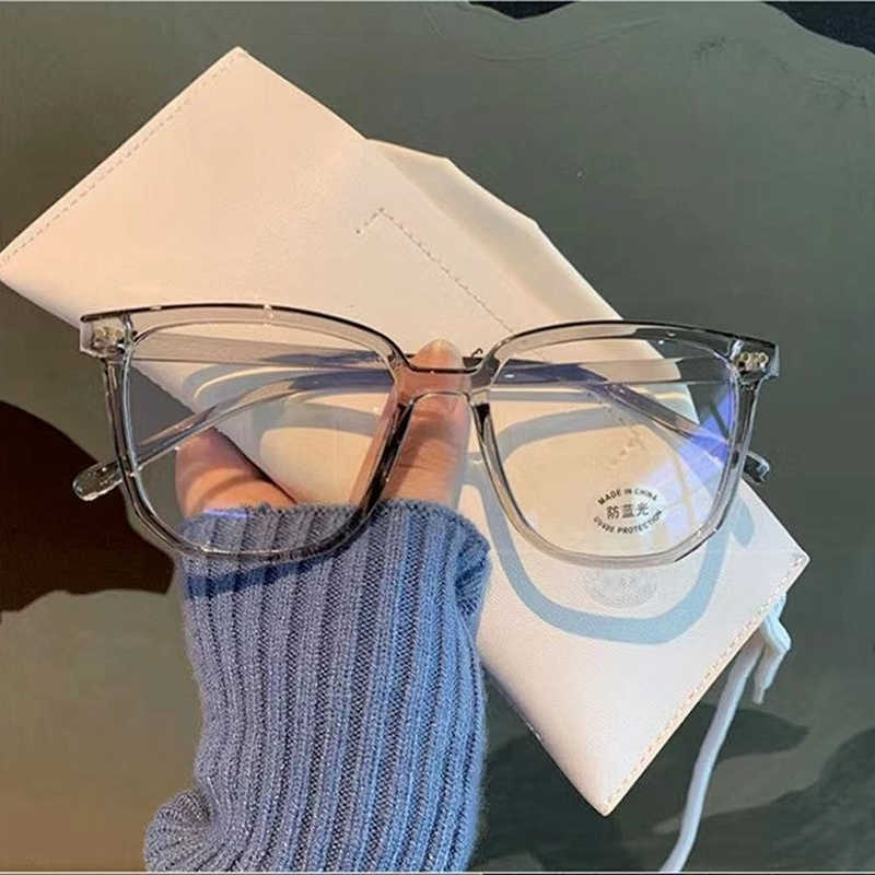 (YUZHU) COD Korea Fashion Style Oversized Square Clear Frame Kacamata Untuk Wanita Kacamata Anti Radiasi Wanita