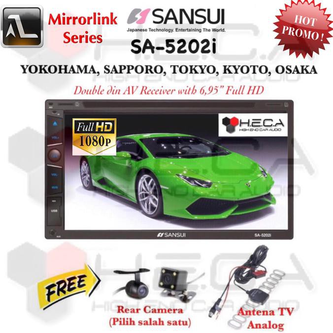 SANSUI SA-5202i FULL HD SA5202i Head Unit Tape TV Double din + Camera